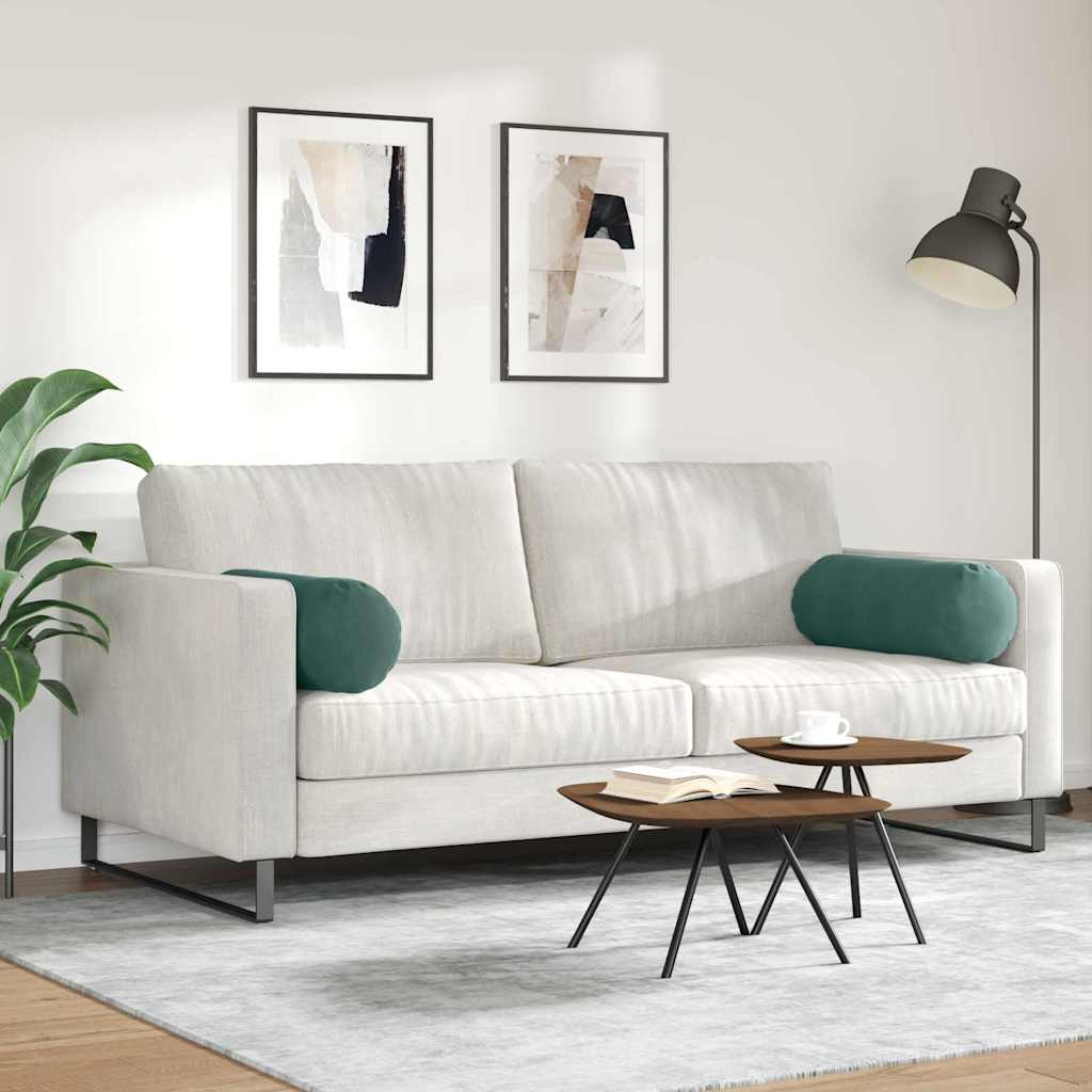 Cuscini a rullo 2 pcs Verde Scuro Ø 25 x 70 cm Tessuto in Cords 42014330