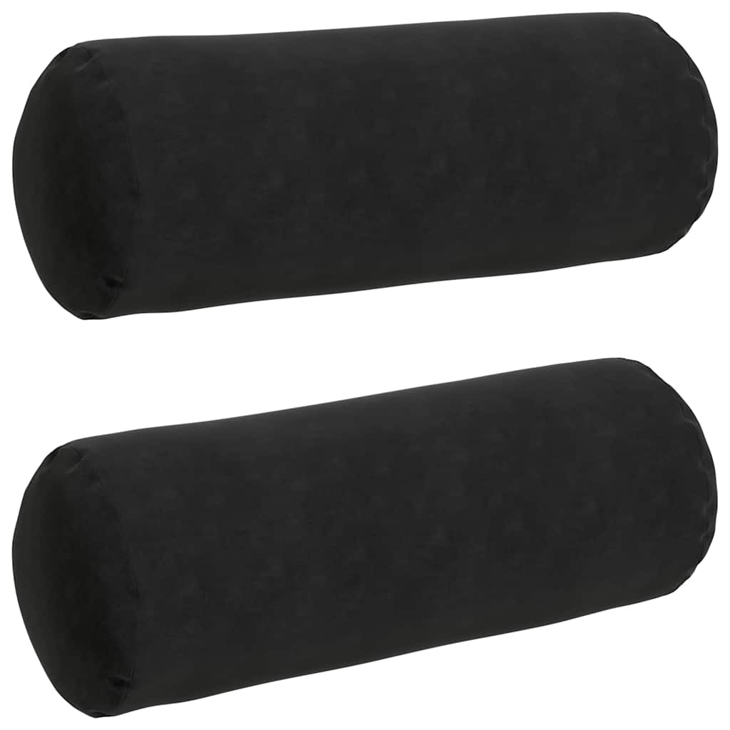 Cuscini a rullo 2 pcs Nero Ø 25 x 70 cm Tessuto in Cords 42014334
