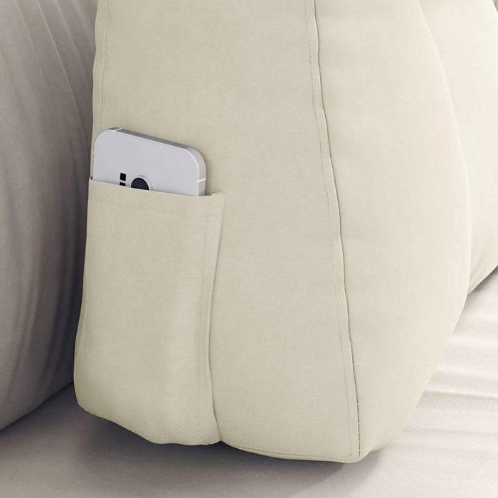 Cuscino per Schiena Crema 60 x 24 x 50 cm Velluto 42014409