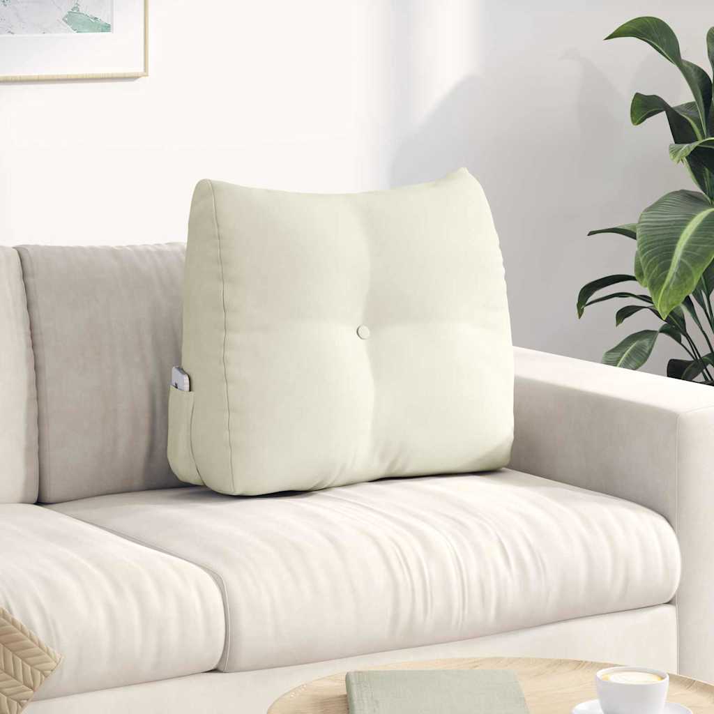 Cuscino per Schiena Crema 60 x 24 x 50 cm Velluto 42014409
