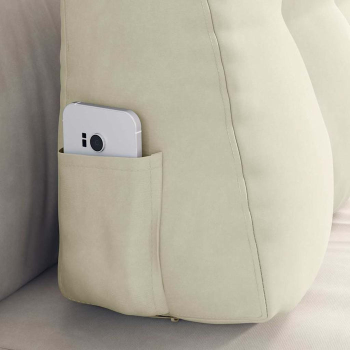 Cuscino per Schiena Crema 80 x 24 x 50 cm Velluto 42014438