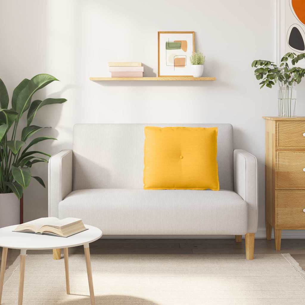 Cuscino per Schiena Giallo Chiaro 60 x 50 cm Tessuto in Cords 42014699