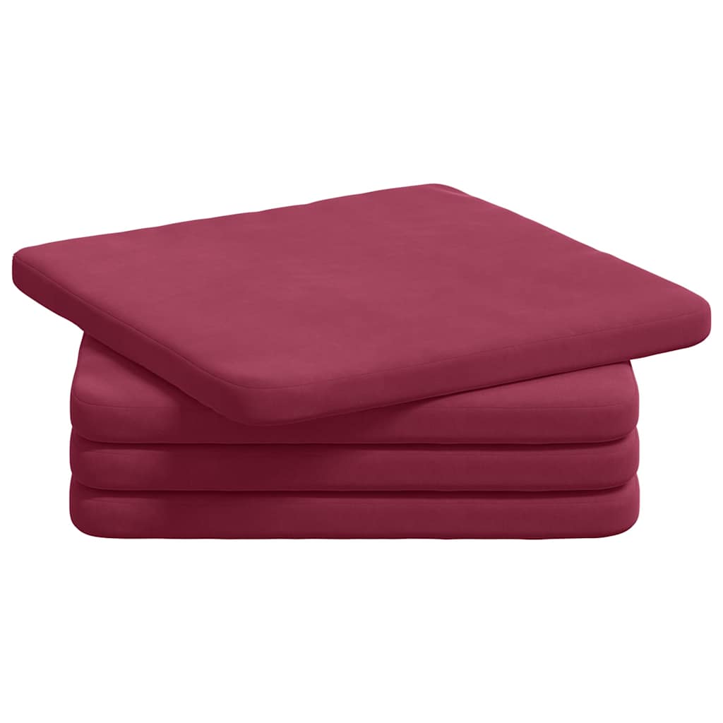 Cuscini per Seduta 4 pcs Rosso Vino 40 x 40 x 3 cm Velluto 42015211