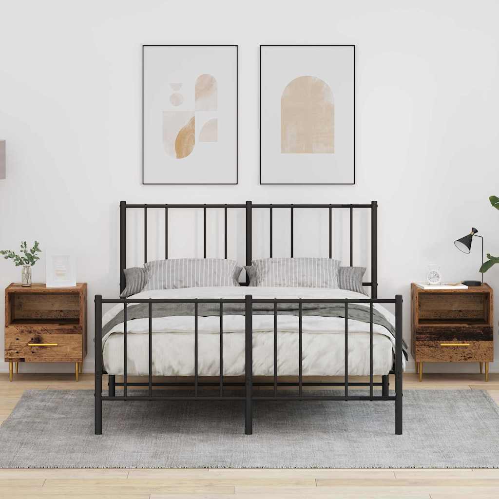 Comodino con cassetto 2 pcs Legno vecchio 40 x 35 x 47,5 cm 884068