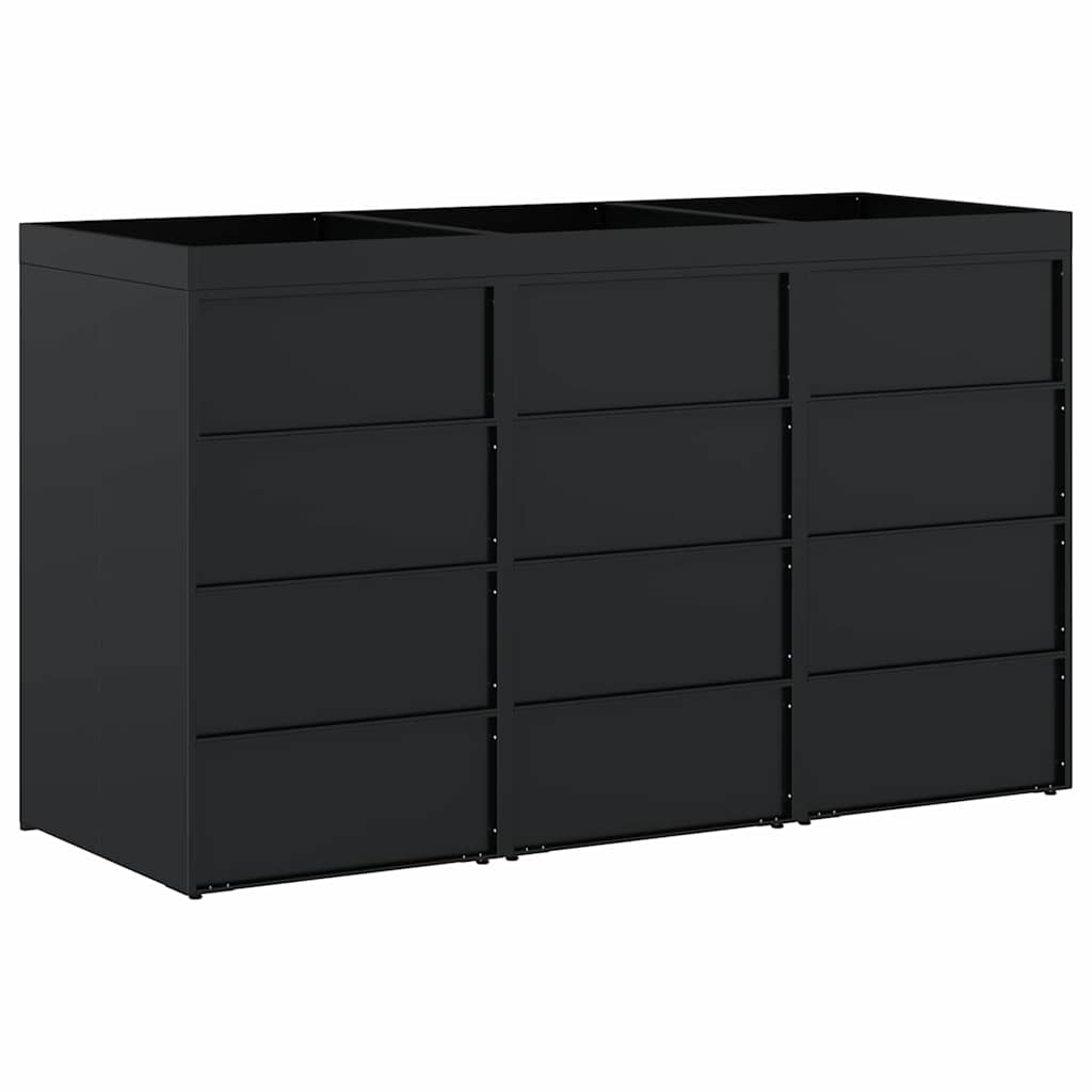 Contenitore per Rifiuti per 3 Bidoni Nero 204 x 77,5 x 121,5 cm 3394739