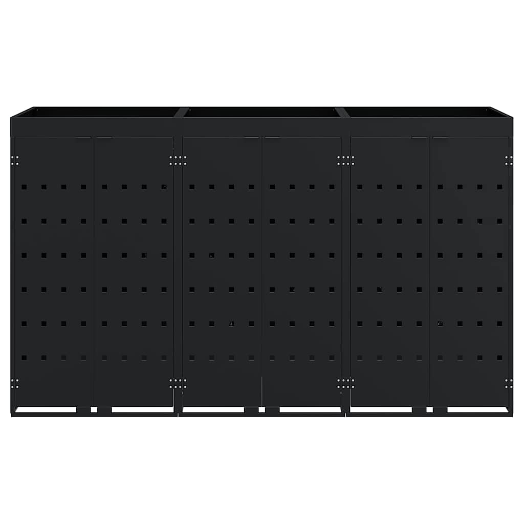 Contenitore per Rifiuti per 3 Bidoni Nero 204 x 77,5 x 121,5 cm 3394739