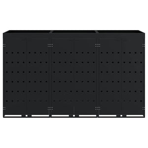 Contenitore per Rifiuti per 3 Bidoni Nero 204 x 77,5 x 121,5 cm 3394739