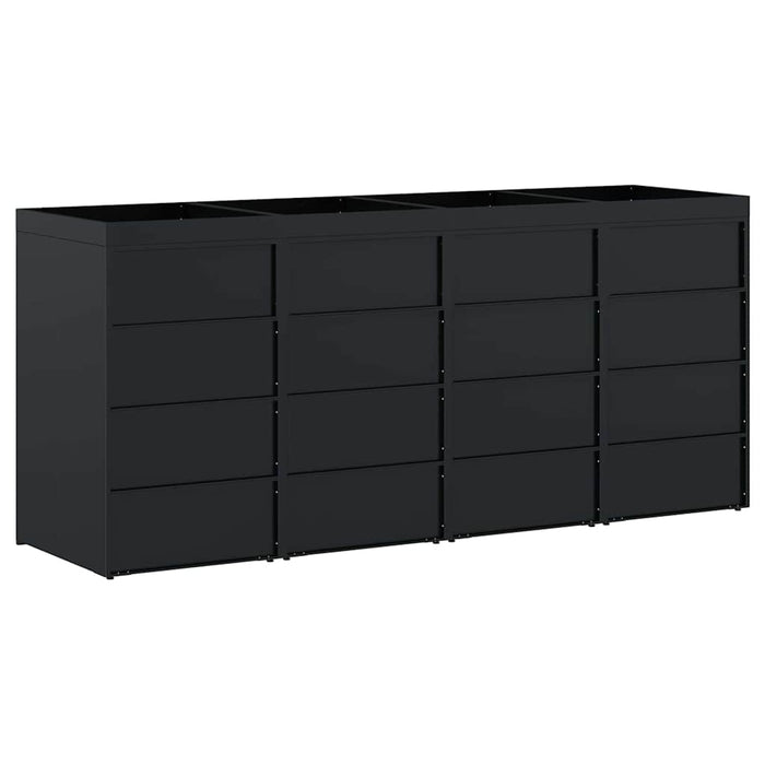 Contenitore per Rifiuti per 4 Bidoni Nero 272 x 77,5 x 121,5 cm 3394740