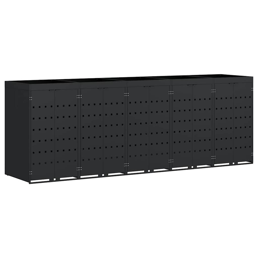 Contenitore per Rifiuti per 5 Bidoni Nero 340 x 77,5 x 121,5 cm 3394741