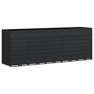 Contenitore per Rifiuti per 5 Bidoni Nero 340 x 77,5 x 121,5 cm 3394741