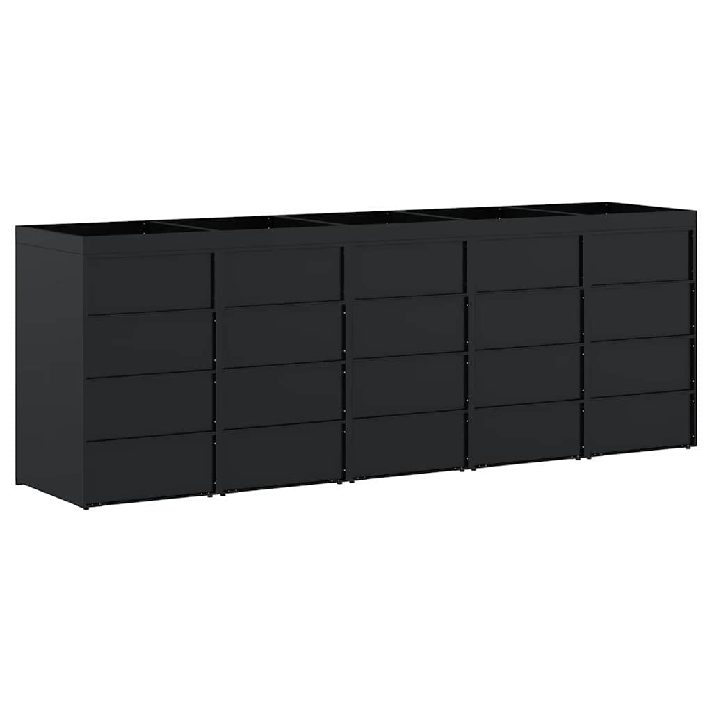Contenitore per Rifiuti per 5 Bidoni Nero 340 x 77,5 x 121,5 cm 3394741