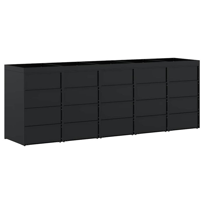 Contenitore per Rifiuti per 5 Bidoni Nero 340 x 77,5 x 121,5 cm 3394741