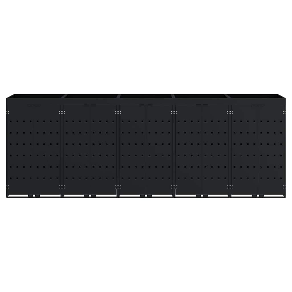 Contenitore per Rifiuti per 5 Bidoni Nero 340 x 77,5 x 121,5 cm 3394741