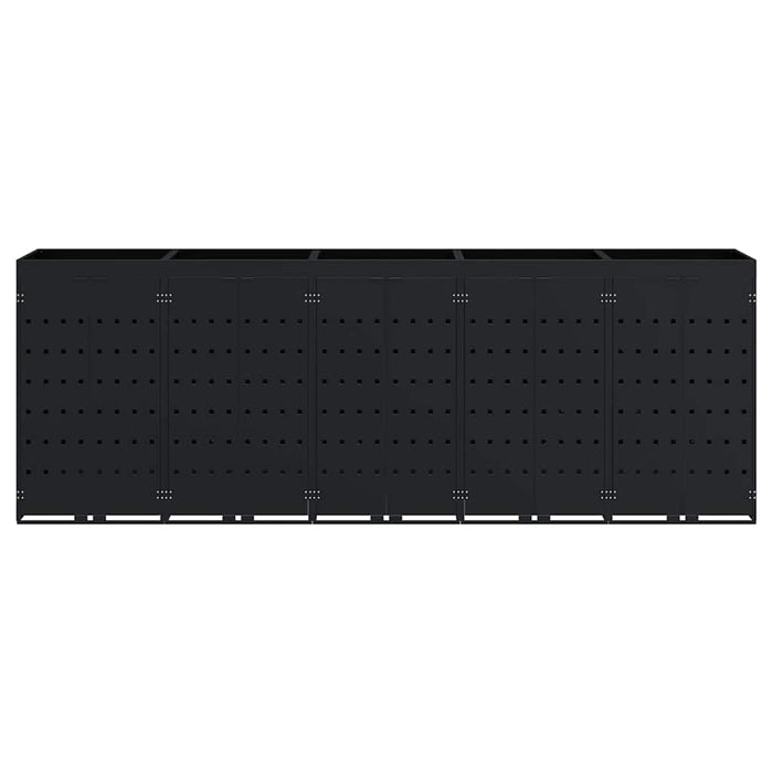 Contenitore per Rifiuti per 5 Bidoni Nero 340 x 77,5 x 121,5 cm 3394741