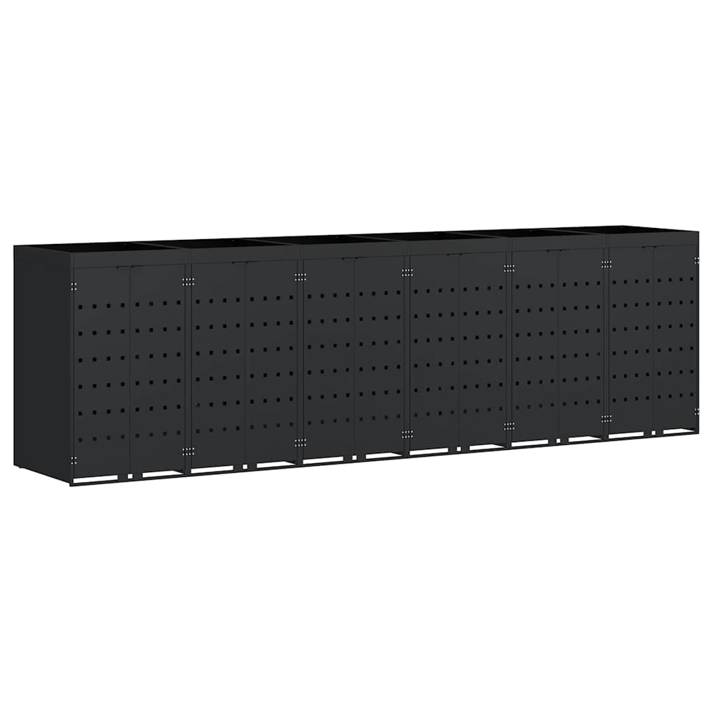 Contenitore per Rifiuti per 6 Bidoni Nero 408 x 77,5 x 121,5 cm 3394742