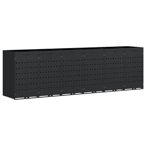 Contenitore per Rifiuti per 6 Bidoni Nero 408 x 77,5 x 121,5 cm 3394742