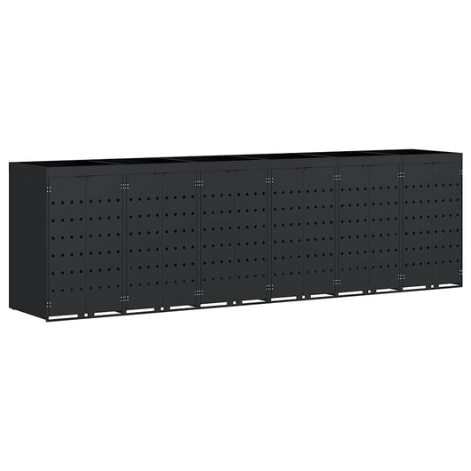 Contenitore per Rifiuti per 6 Bidoni Nero 408 x 77,5 x 121,5 cm 3394742
