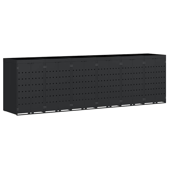 Contenitore per Rifiuti per 6 Bidoni Nero 408 x 77,5 x 121,5 cm 3394742