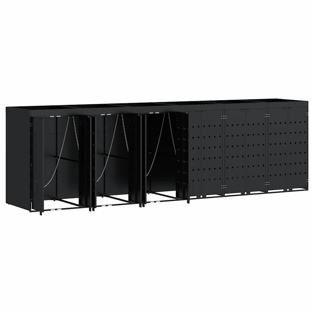 Contenitore per Rifiuti per 6 Bidoni Nero 408 x 77,5 x 121,5 cm 3394742