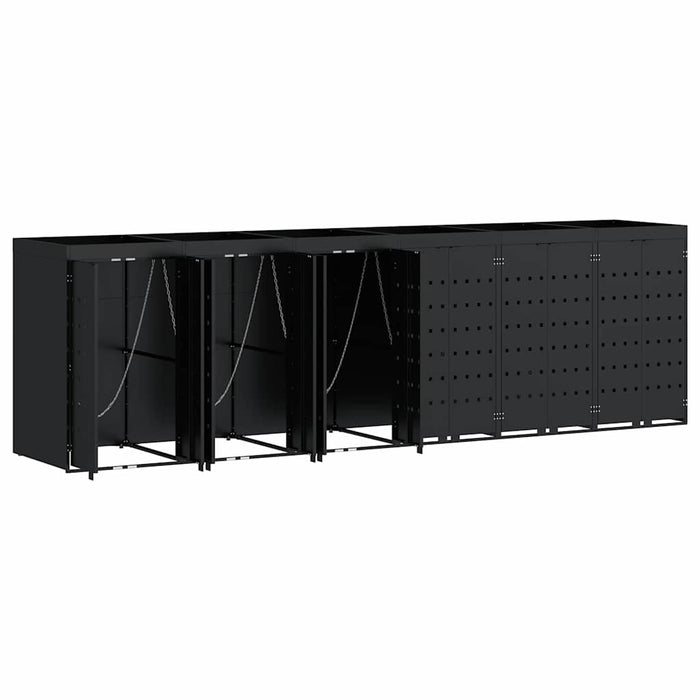 Contenitore per Rifiuti per 6 Bidoni Nero 408 x 77,5 x 121,5 cm 3394742