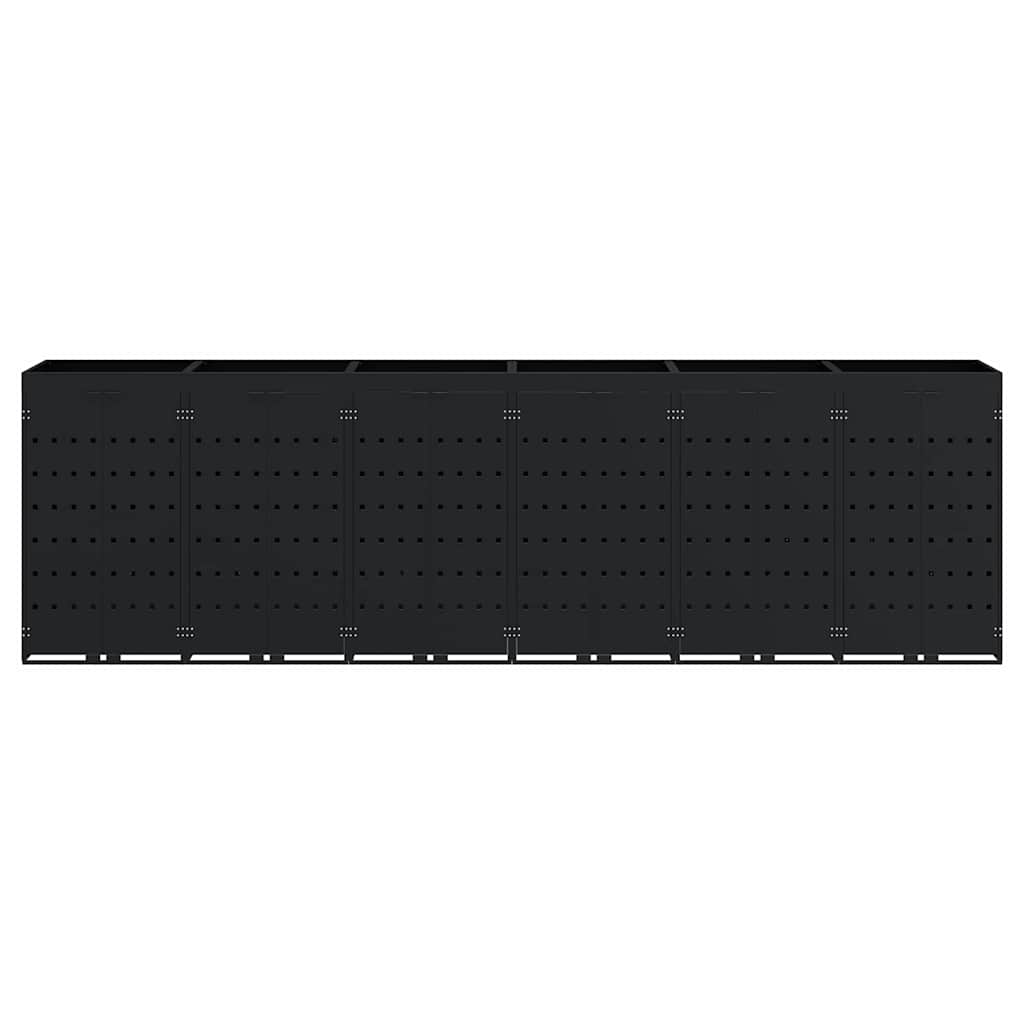 Contenitore per Rifiuti per 6 Bidoni Nero 408 x 77,5 x 121,5 cm 3394742