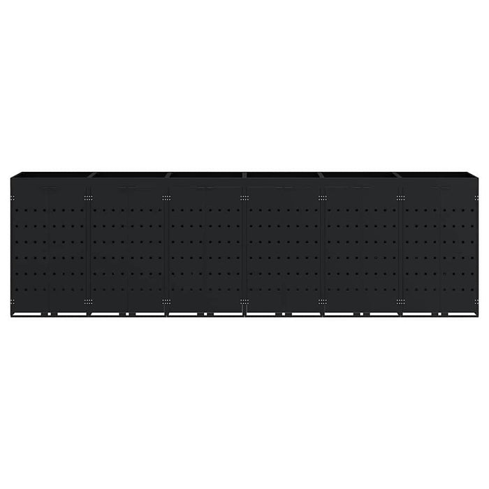 Contenitore per Rifiuti per 6 Bidoni Nero 408 x 77,5 x 121,5 cm 3394742