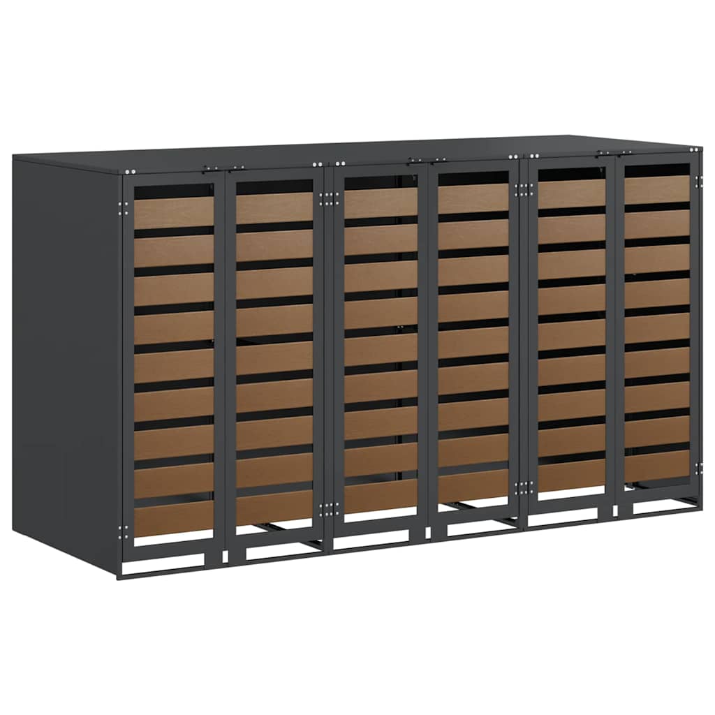 Contenitore per Rifiuti per 3 Bidoni Antracite 3394769