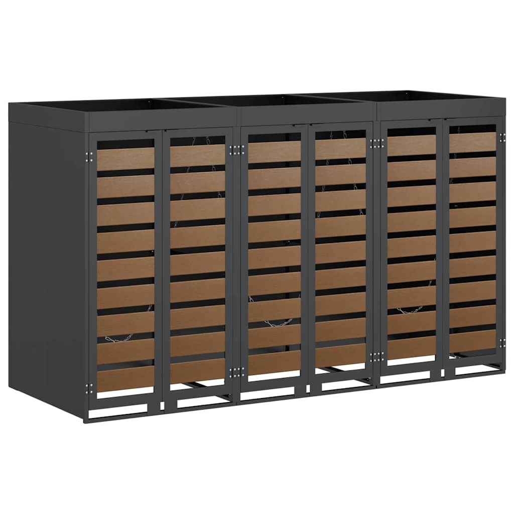 Contenitore per Rifiuti per 3 Bidoni Antracite 3394774