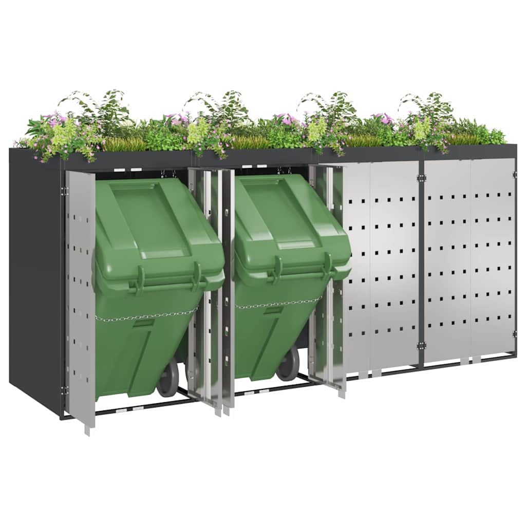 Contenitore per Rifiuti per 3 Bidoni Antracite 3394785