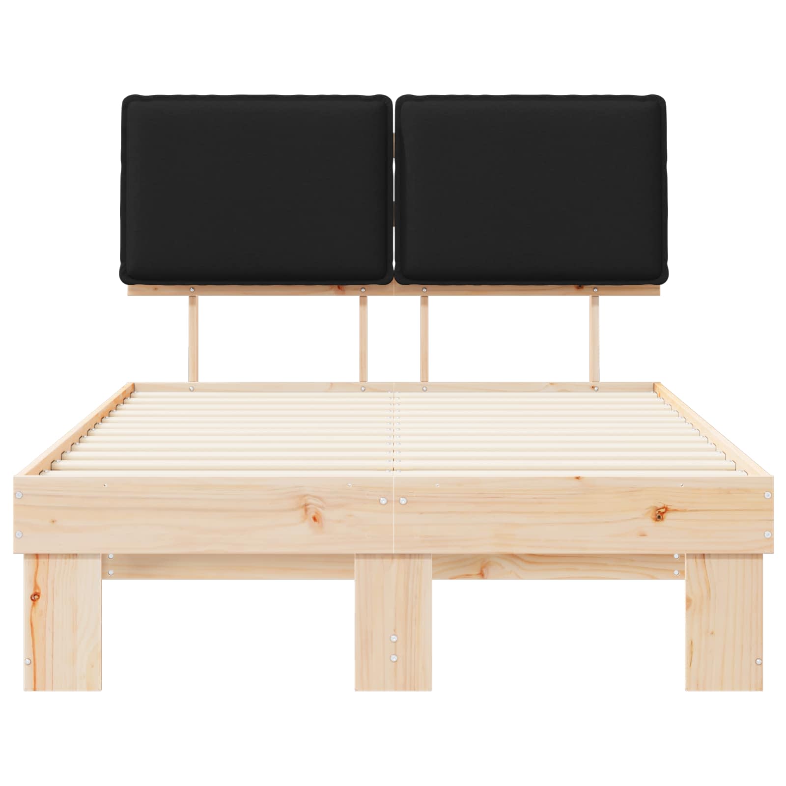 Letto con Testiera Rivestita-Struttura Letto con Testiera Nero 120 x 200 cm Pino massello 993484