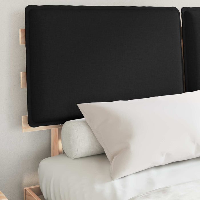 Letto con Testiera Rivestita-Struttura Letto con Testiera Nero 135 x 190 cm Pino massello 380271