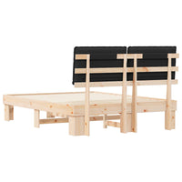 Letto con Testiera Rivestita-Struttura Letto con Testiera Nero 135 x 190 cm Pino massello 380271