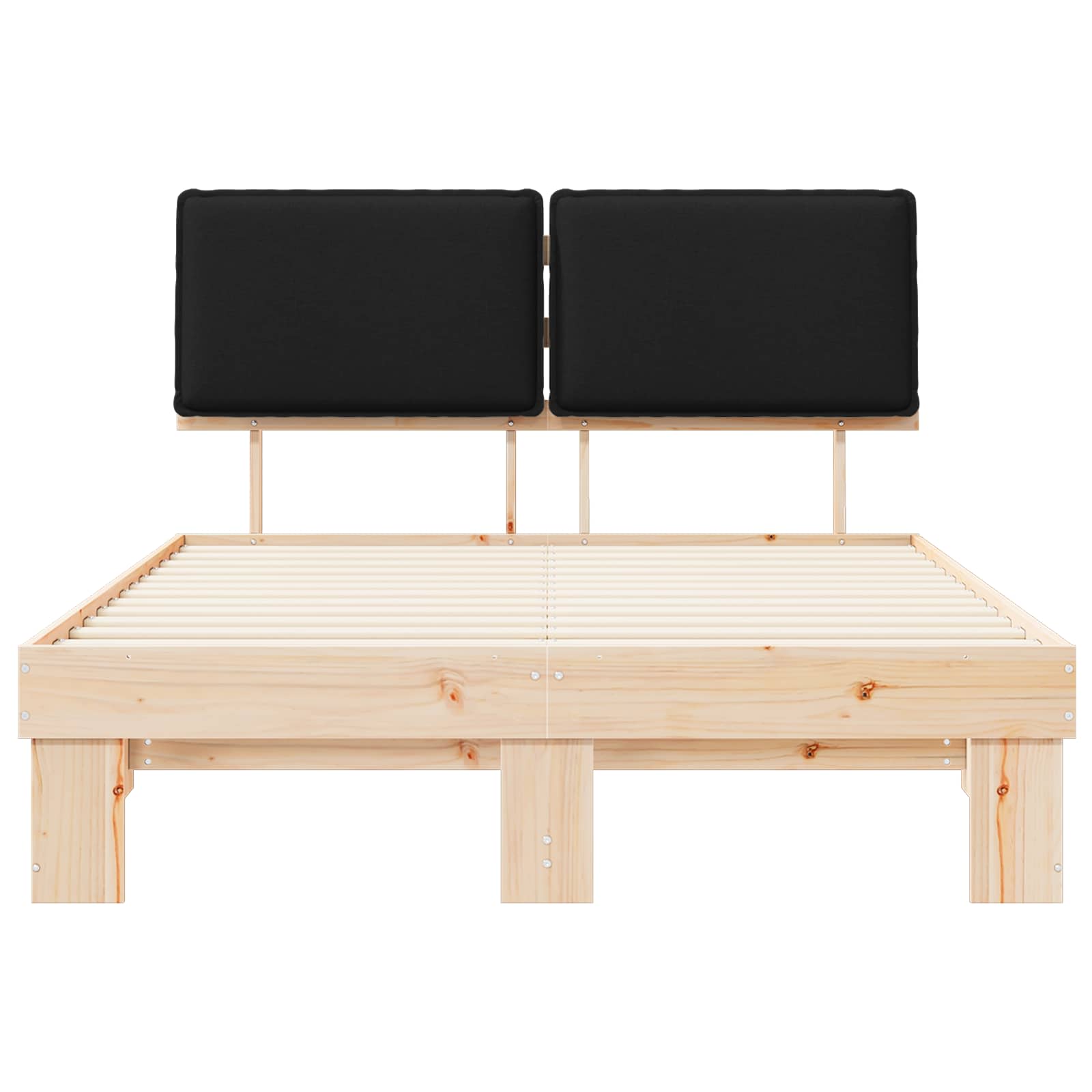 Letto con Testiera Rivestita-Struttura Letto con Testiera Nero 135 x 190 cm Pino massello 380271