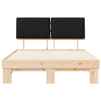 Letto con Testiera Rivestita-Struttura Letto con Testiera Nero 135 x 190 cm Pino massello 380271