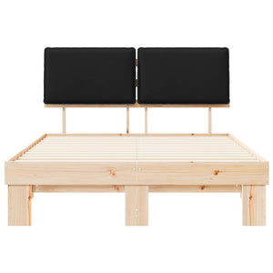 Letto con Testiera Rivestita-Struttura Letto con Testiera Nero 135 x 190 cm Pino massello 380271