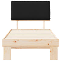 Letto con Testiera Rivestita-Struttura Letto con Testiera Nero 75 x 190 cm Pino massello 170570