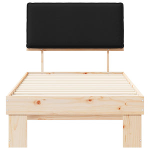 Letto con Testiera Rivestita-Struttura Letto con Testiera Nero 75 x 190 cm Pino massello 170570