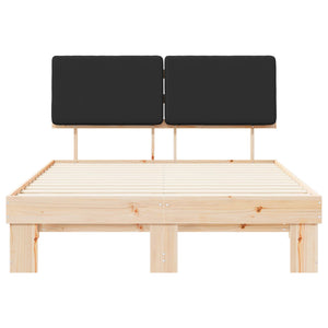Letto con Testiera Rivestita-Struttura Letto con Testiera Nero 140 x 190 cm Pino massello 755895