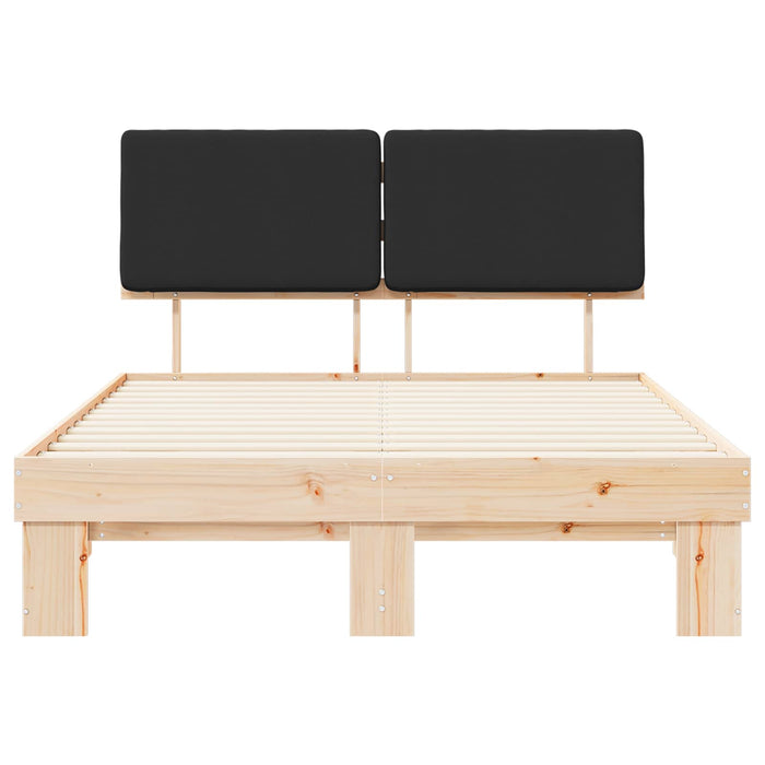 Letto con Testiera Rivestita-Struttura Letto con Testiera Nero 140 x 190 cm Pino massello 755895