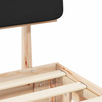 Letto con Testiera Rivestita-Struttura Letto con Testiera Nero 75 x 190 cm Pino massello 985692