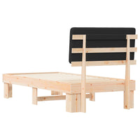 Letto con Testiera Rivestita-Struttura Letto con Testiera Nero 75 x 190 cm Pino massello 985692