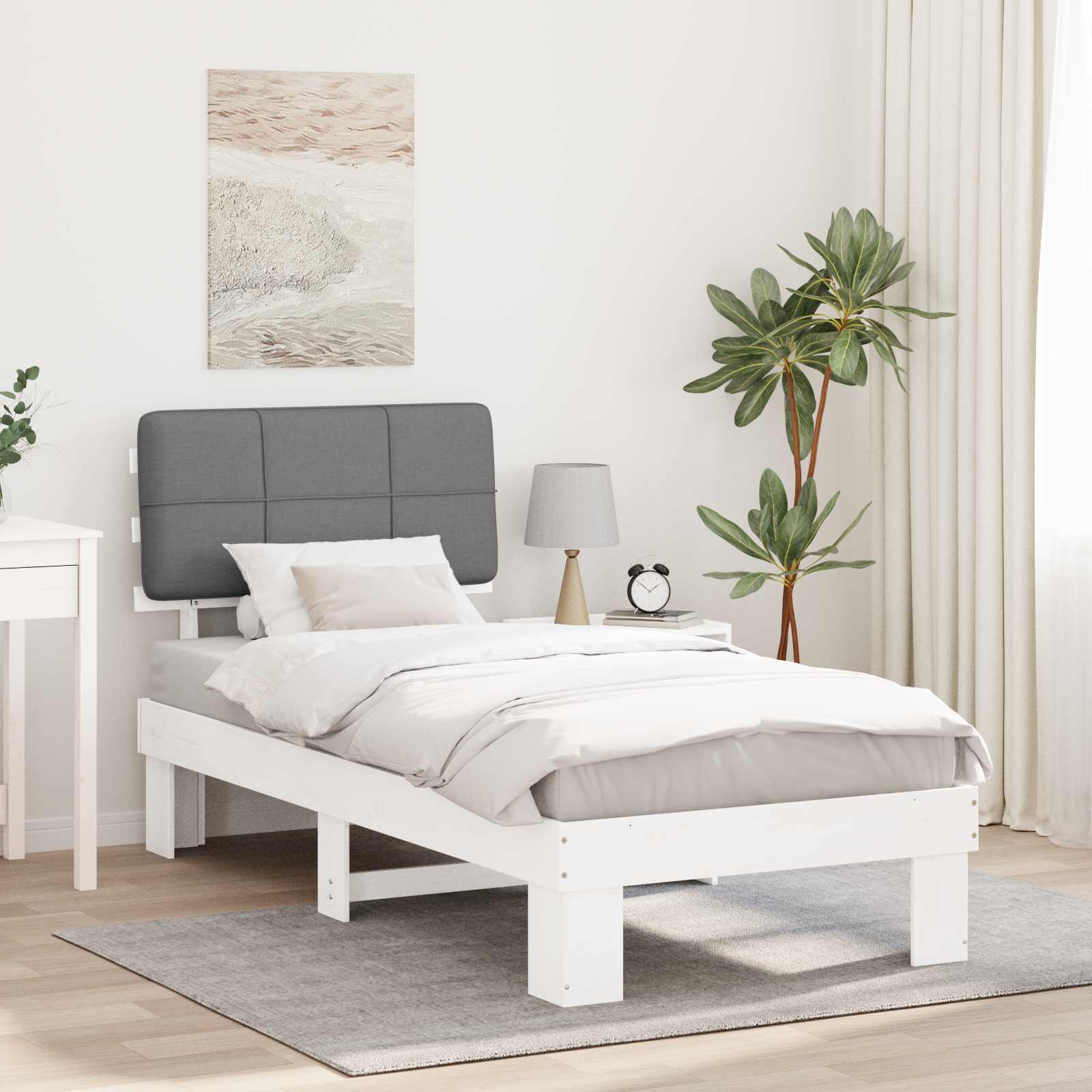 Letto con Testiera Rivestita Grigio chiaro 80 x 200 cm 877453