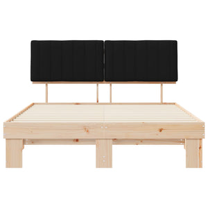 Letto con Testiera Rivestita-Struttura Letto con Testiera Nero 150 x 200 cm Pino massello 940457