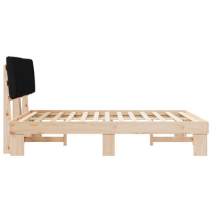 Letto con Testiera Rivestita-Struttura Letto con Testiera Nero 150 x 200 cm Pino massello 940457