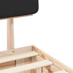 Letto con Testiera Rivestita-Struttura Letto con Testiera Nero 120 x 200 cm Pino massello 186493