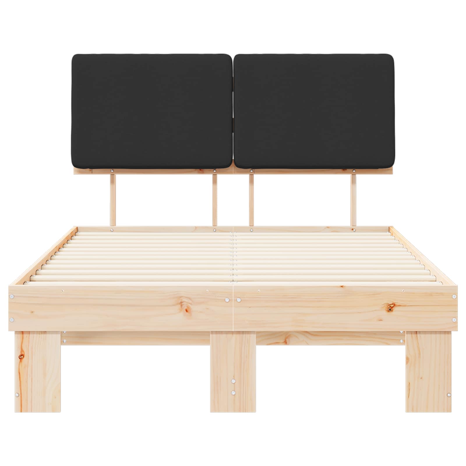 Letto con Testiera Rivestita-Struttura Letto con Testiera Nero 120 x 200 cm Pino massello 186493