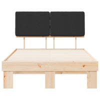 Letto con Testiera Rivestita-Struttura Letto con Testiera Nero 120 x 200 cm Pino massello 186493