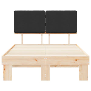 Letto con Testiera Rivestita-Struttura Letto con Testiera Nero 120 x 200 cm Pino massello 186493