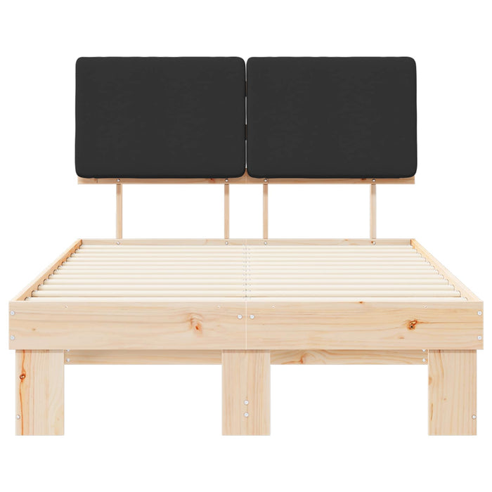 Letto con Testiera Rivestita-Struttura Letto con Testiera Nero 120 x 200 cm Pino massello 186493