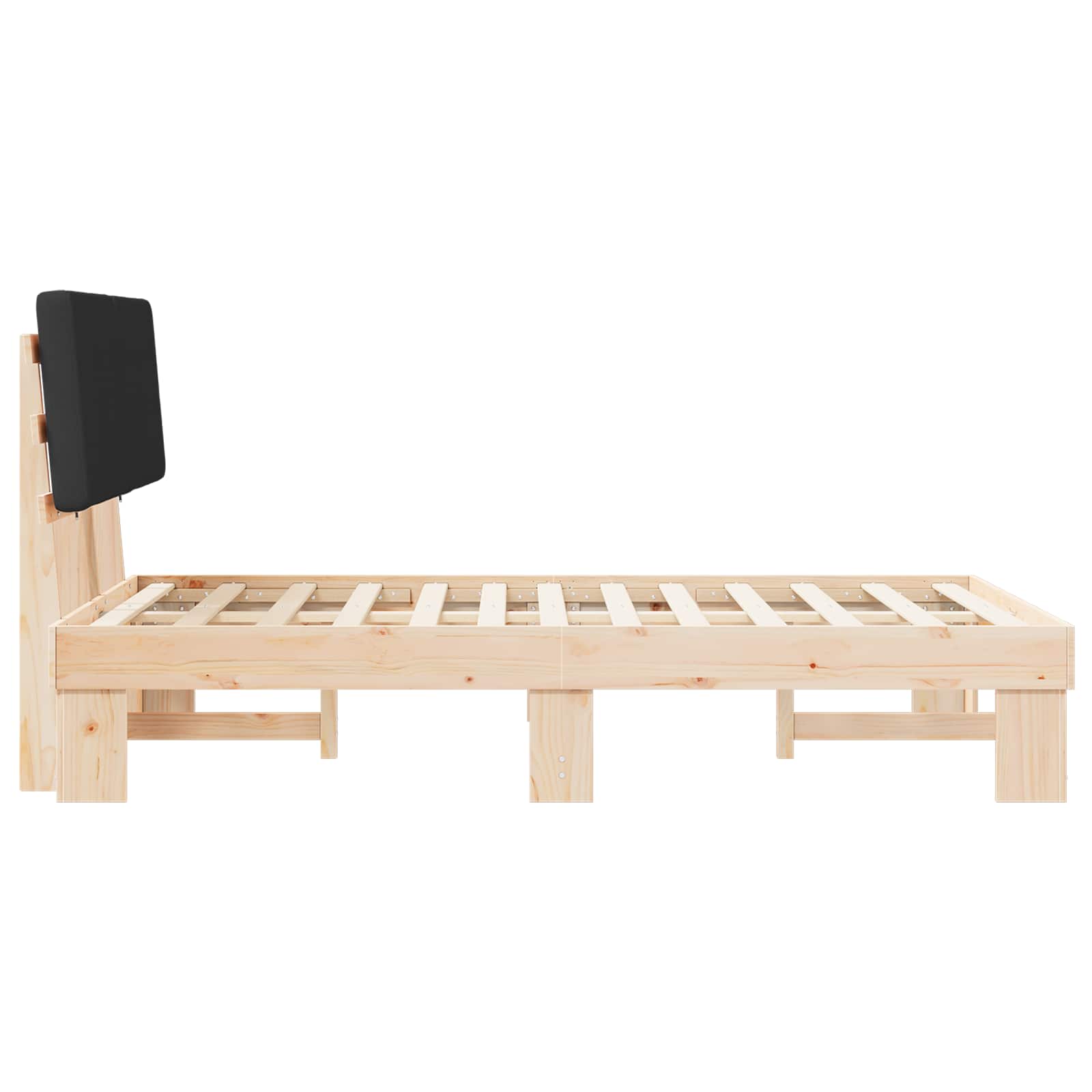 Letto con Testiera Rivestita-Struttura Letto con Testiera Nero 120 x 200 cm Pino massello 186493